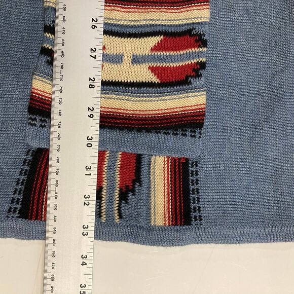 NWOT CHAPS Ralph Lauren Cardigan Sweater Vest 2X Aztec Open Blue Sleeveless 2Pkt - Picture 12 of 12